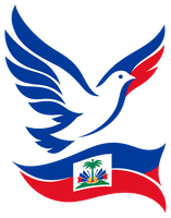 CEDECOPRA logo — dove in Haitian colors over the Haitian flag