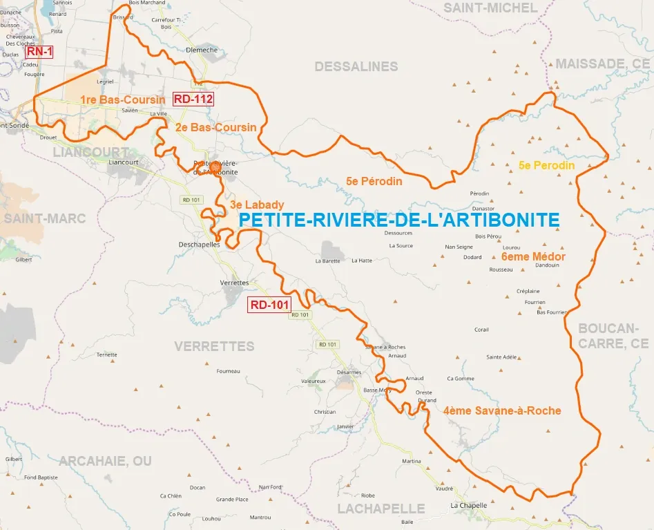 Map of the commune of Petite-Rivière-de-l'Artibonite
