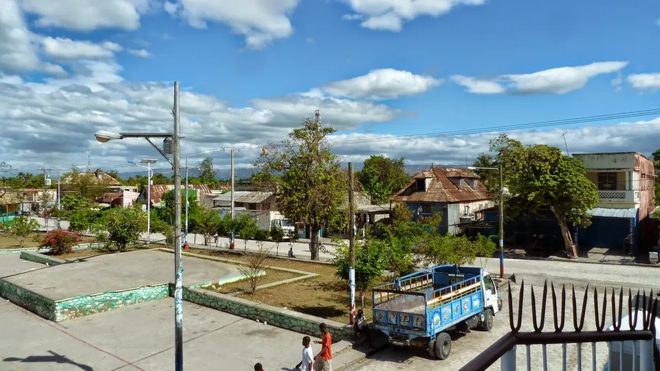 View over the rooftops and streets of the town